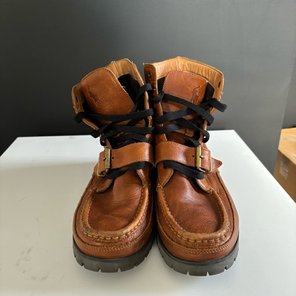 Polo Ralph Lauren Ranger Boots Tumbled Brown Leather Mens Size 11 - Picture 1 of 12